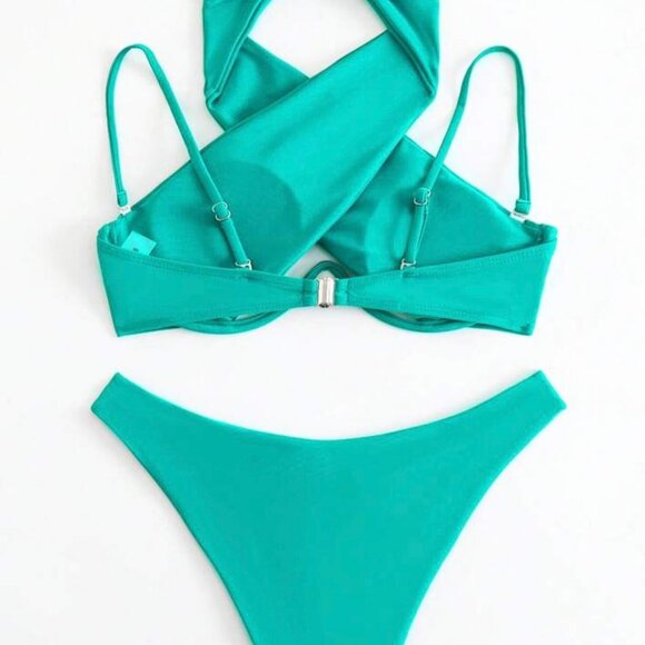 Swim in Style: Cross Halter Underwire Bikini Set - Picture 4 of 5